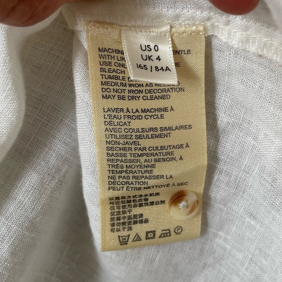 Anthropologie Maeve White Marva Lace up 100% Linen Tunic Top sz 0 | Linen Blouse - Picture 13 of 14